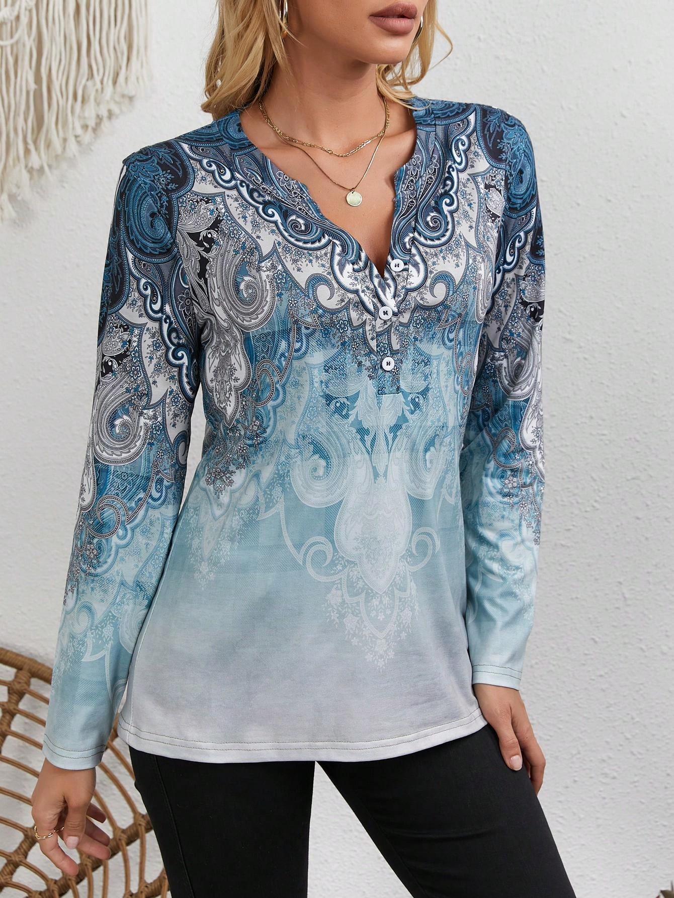 Vintage Fashion Style - Dames top in etnische stijl: vintage