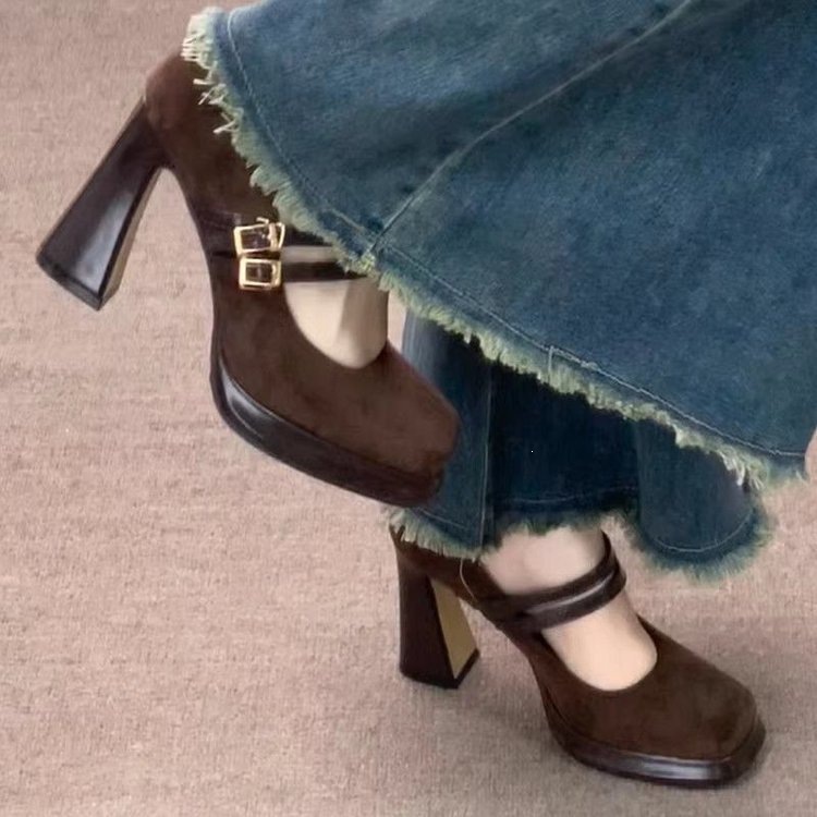 Vintage Fashion Aesthetic - Vintage dikke hoge Mary Jane schoenen