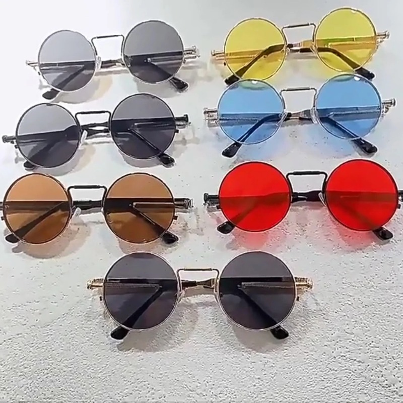 Vintage Fashion Female - Vintage metalen frame ronde zonnebril dames
