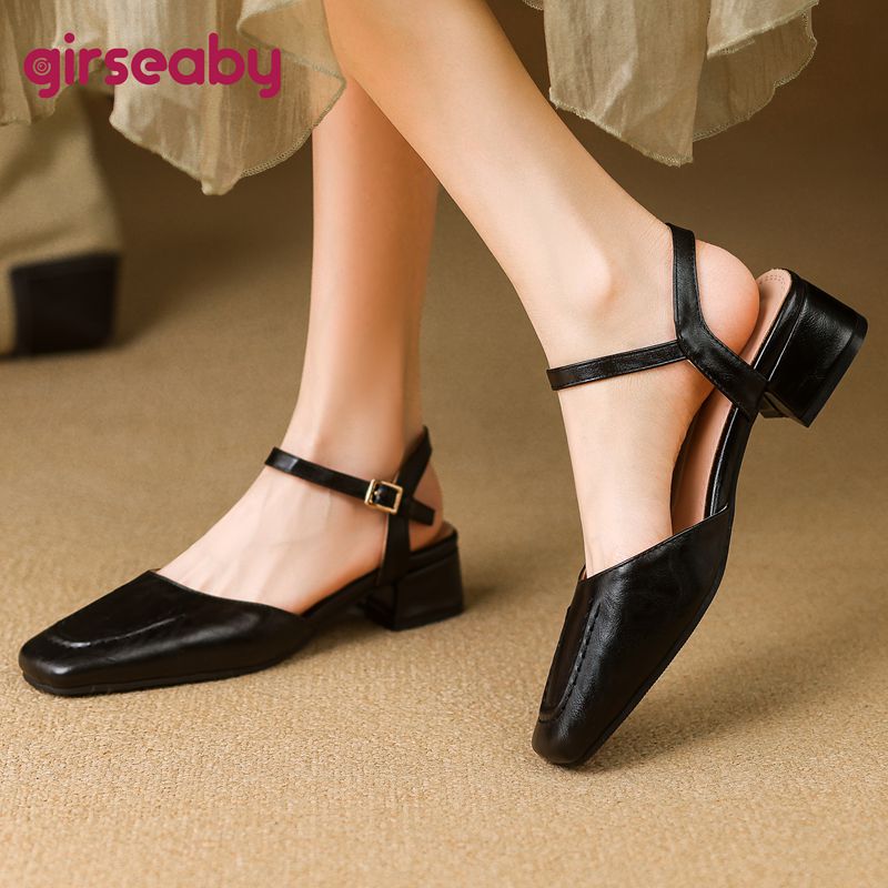 Vintage Fashion Female - Girseaby 2025 Vrouwelijke Sandalen Vierkante Neus