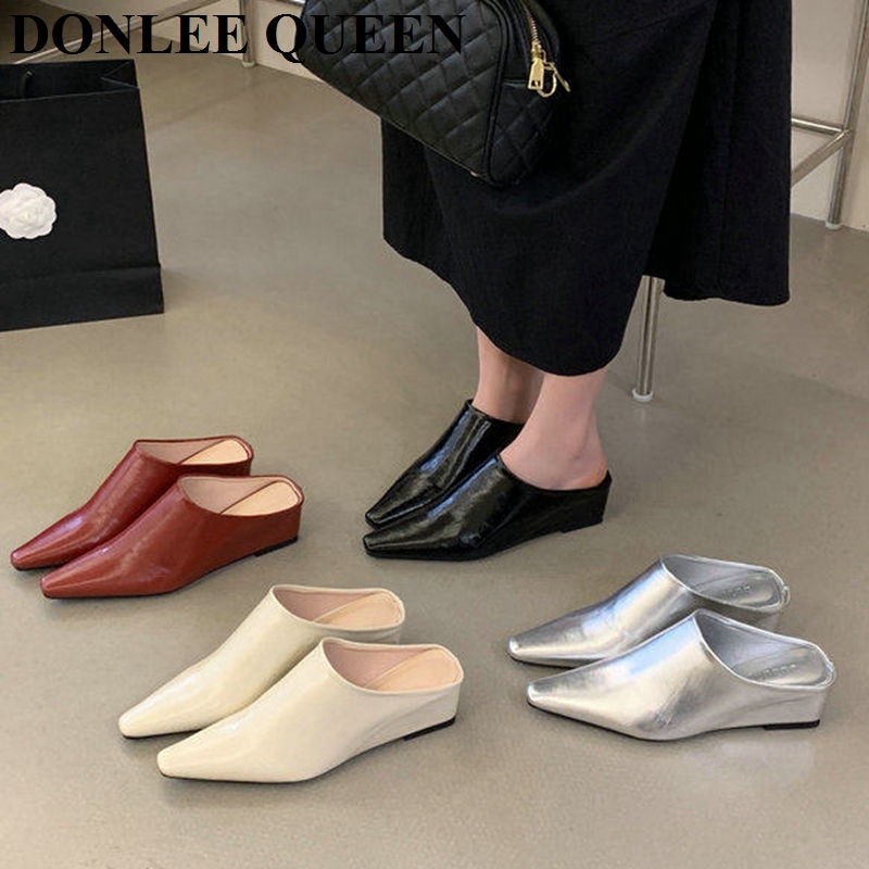 Vintage Fashion Female - Damesmode Mule Slippers met gesloten teen