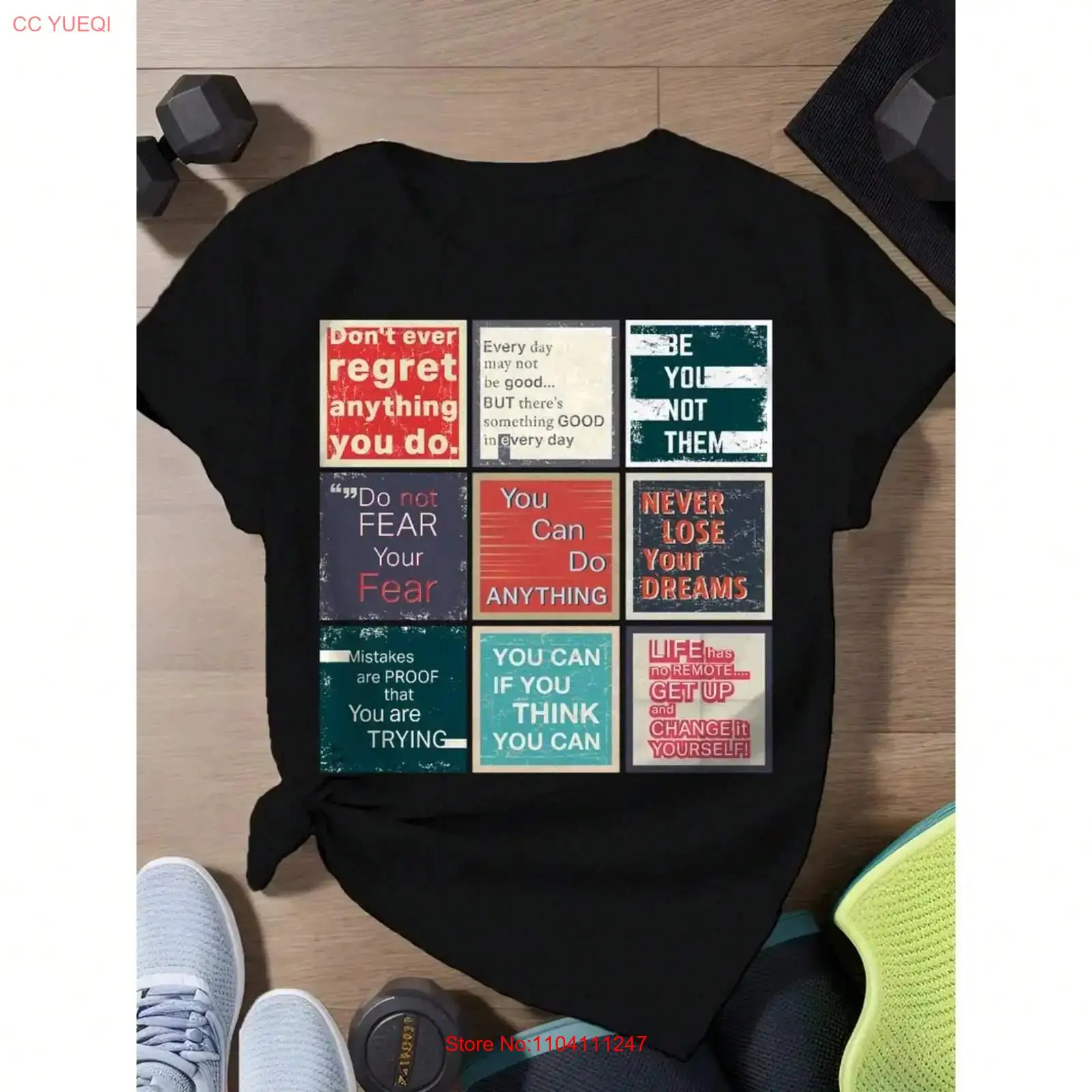 Vintage Fashion Quotes Short - Dames T-shirt Inspirerend citaatpatroon Comfortabele top