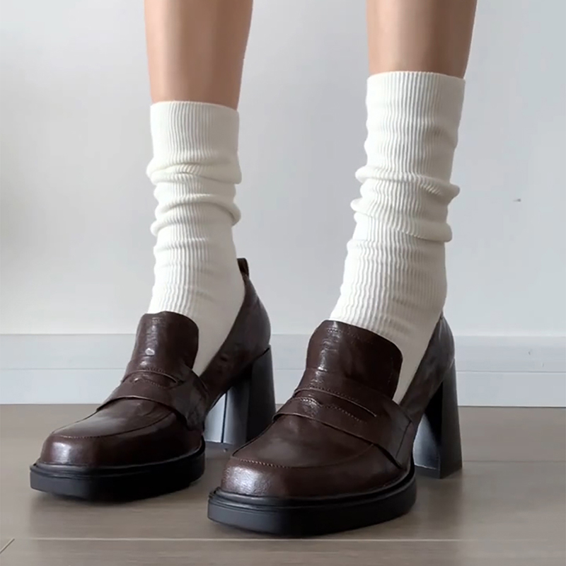 Vintage Fashion Aesthetic - College Stijl Vrouwen Loafer Schoenen Mode