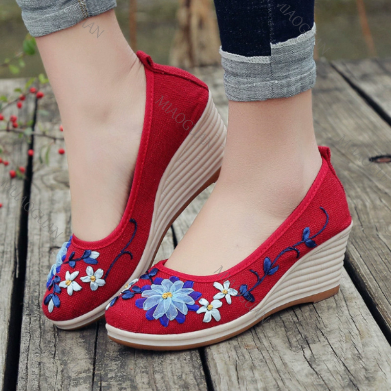 Geborduurde dames comfort wedg - Vintage Fashion Female recensie en prijs