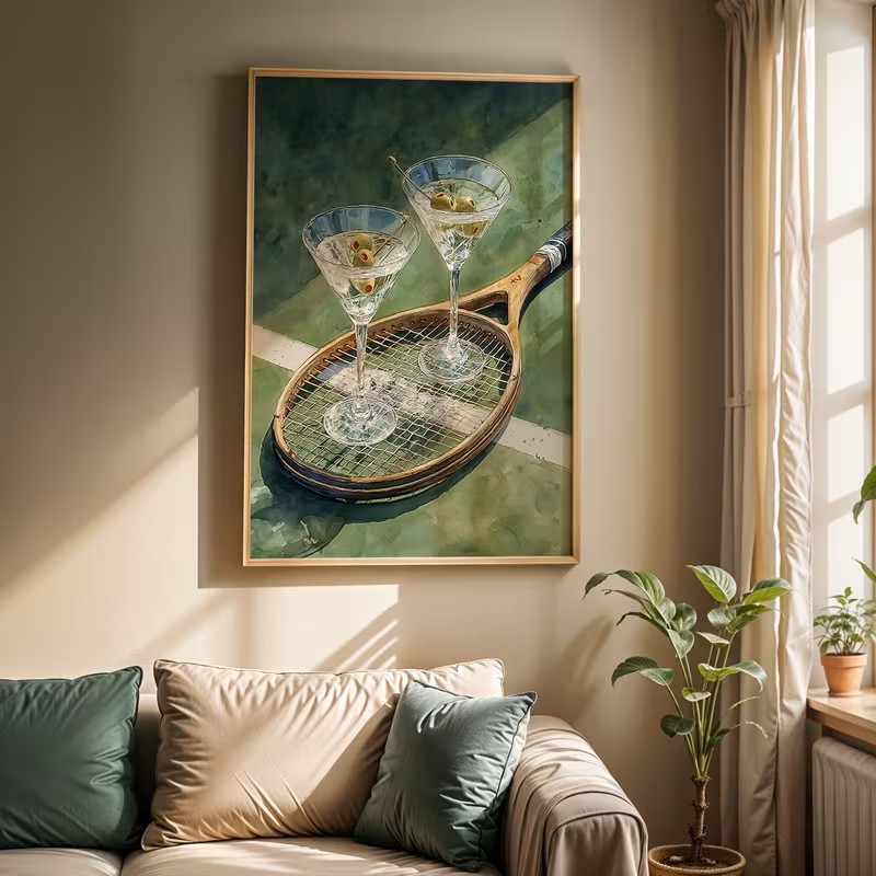 Vintage poster met tennisclubt - Vintage Fashion Theme recensie en prijs