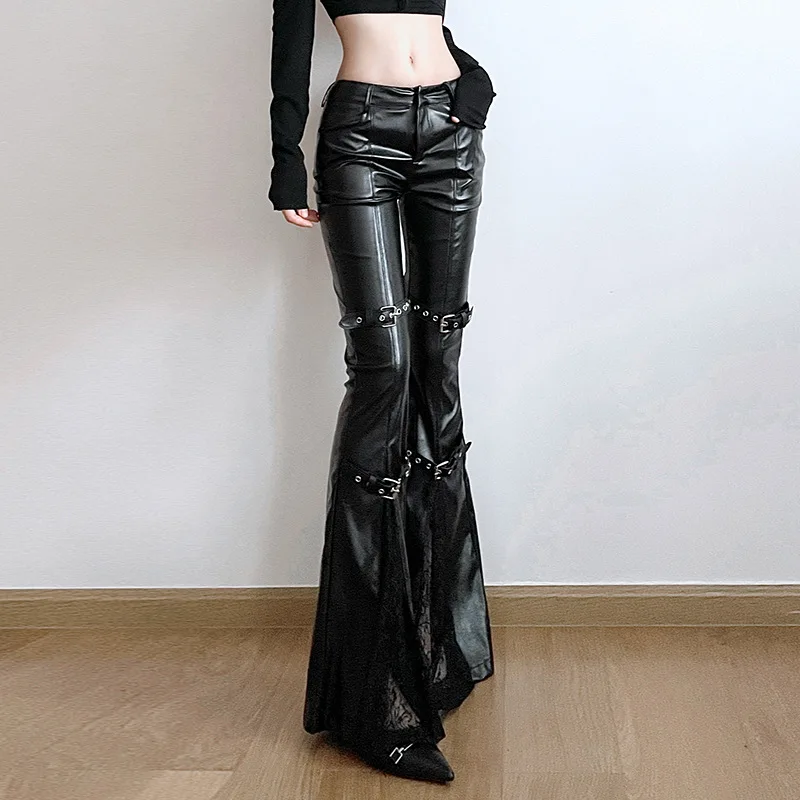 Dames PU lederen flare broek,  - Vintage Fashion Aesthetic recensie en prijs