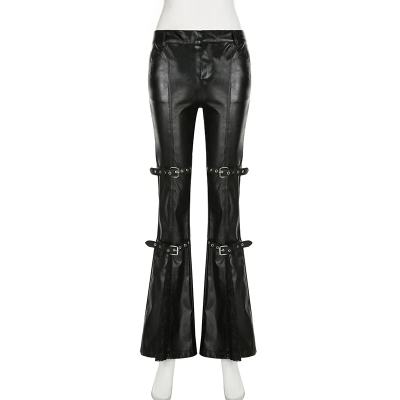 Dames PU lederen flare broek,  - Vintage Fashion Aesthetic recensie en prijs